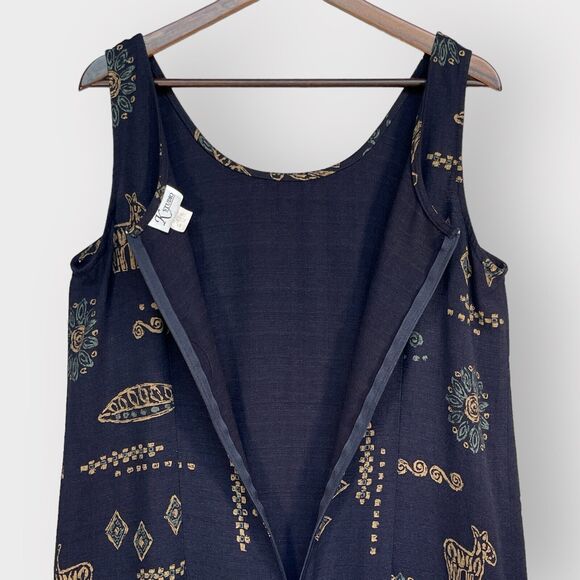 K‎ Studio Maxi Dress Women Size 16 Blue Nature Print Back Zip Vintage - Picture 7 of 13